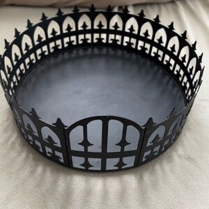 Gothic fence 9” round Black metal Square Decorative Tray